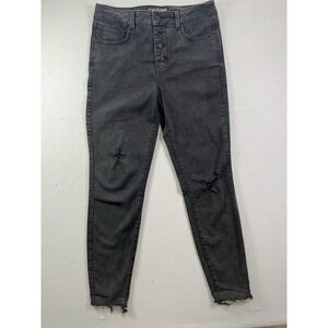 Maurices Everflex Womens 8 Reg Jeans High Rise Stretch Raw Hem‎ Distressed Black